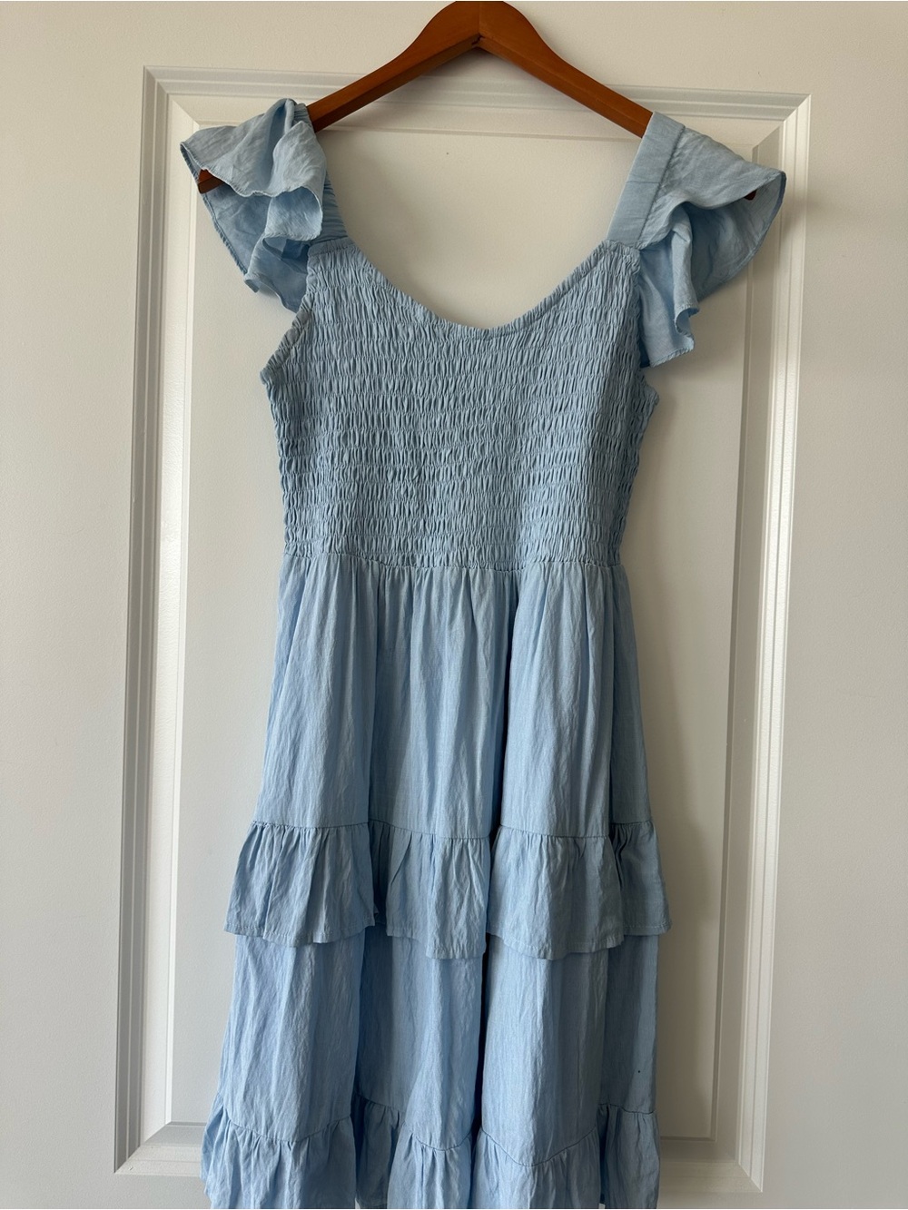 Light Blue Ruffle Tiered Women’s Dress